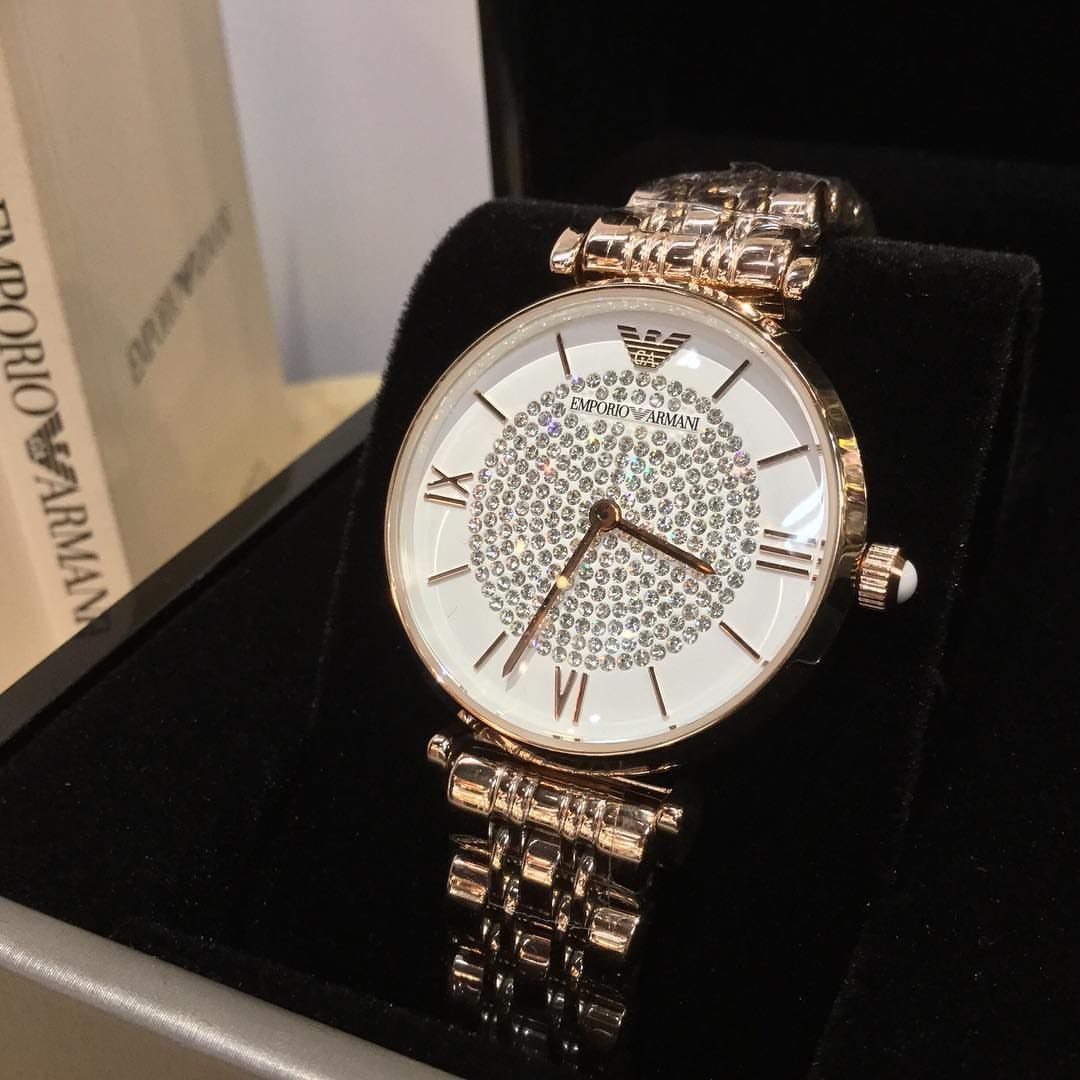 Beautiful Emporio Armani with its All New Diamond Studded Mother of Pearl Dial