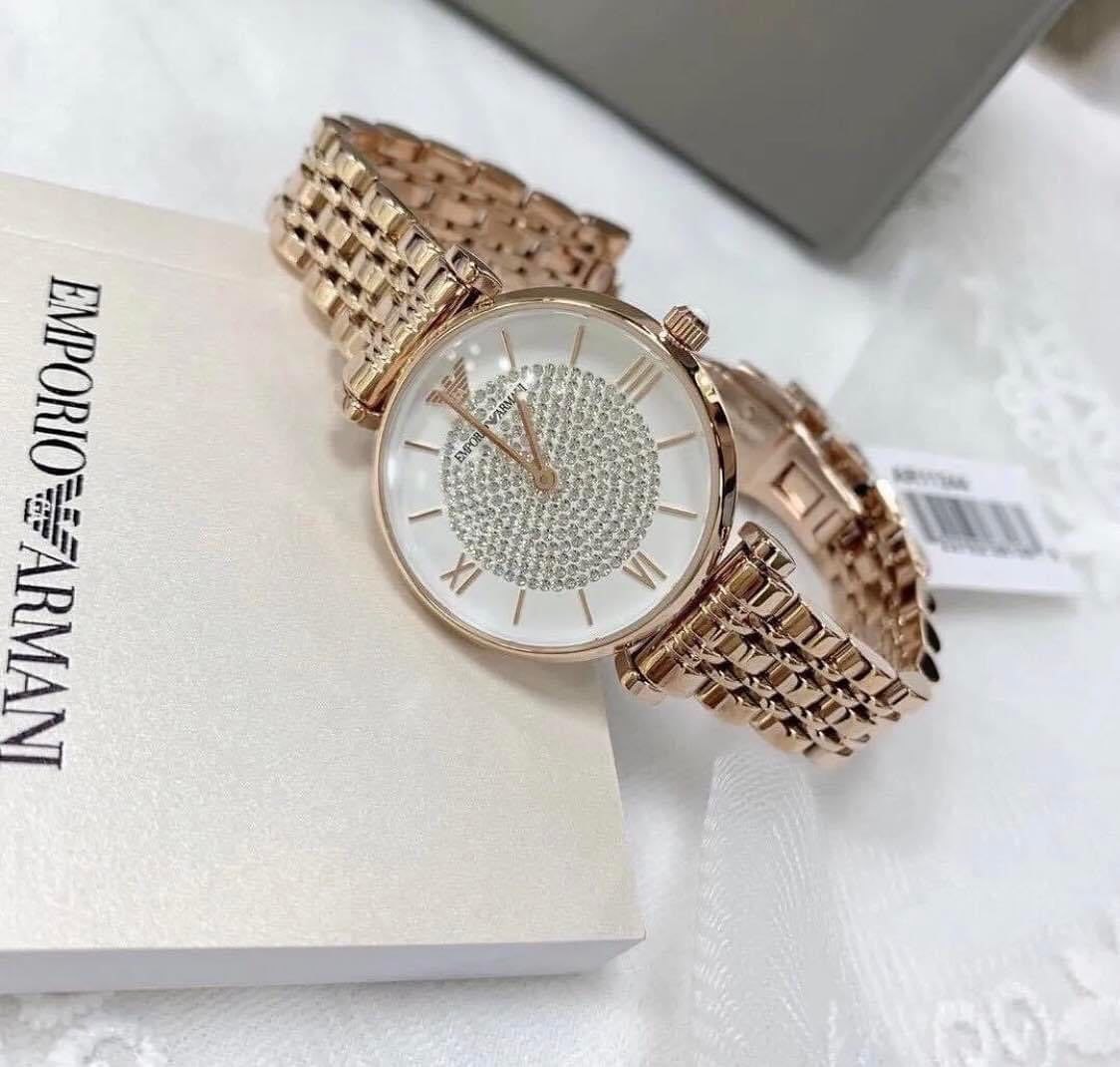 Beautiful Emporio Armani with its All New Diamond Studded Mother of Pearl Dial