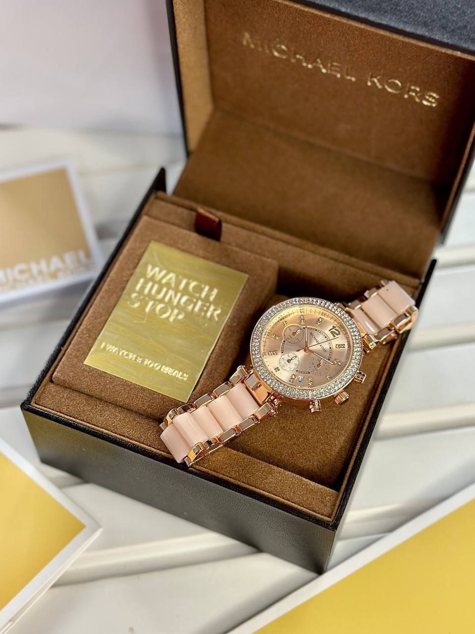 Michael Kors Luxury White & Gold Stylish Girls Watch