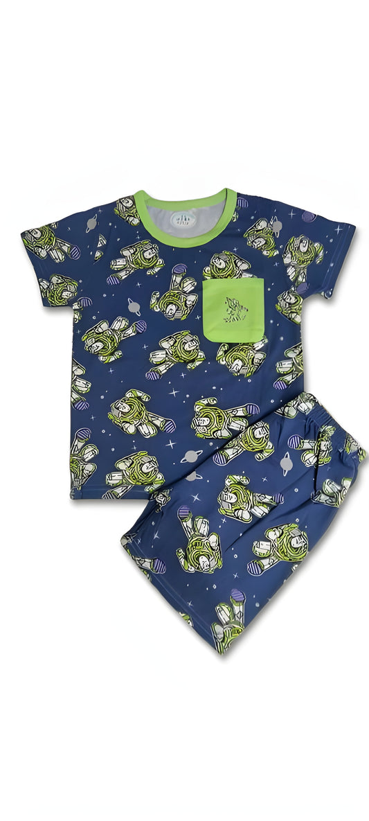 Imported “Space Buddy” Cartoon Printed Nightwear Set (2–6 Years)