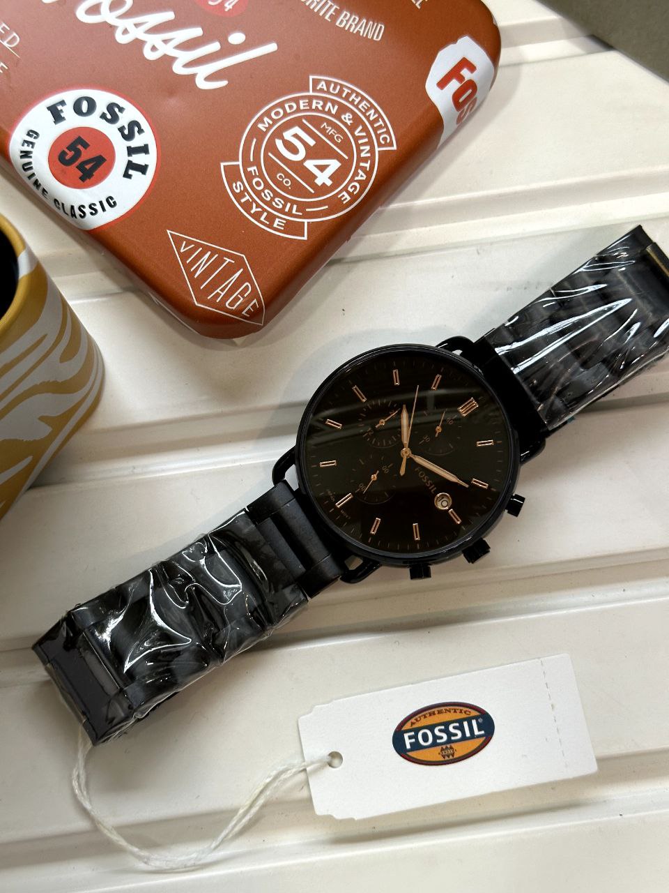 Fossil Commuter White Satin Chronograph Collection