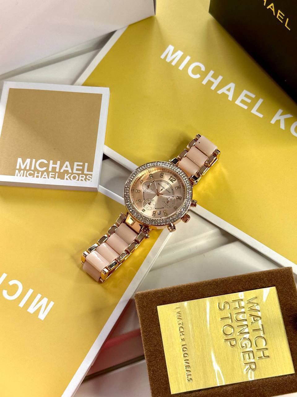 Michael Kors Luxury White & Gold Stylish Girls Watch